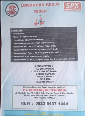 Lowongan Kerja Rider SPX Express